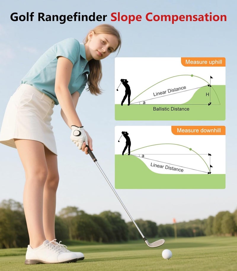 Flagfront Golf Rangefinder with Slope, 1000 Yards Range Finder Golf, 6X Magnification, Flag Locking Vibration, Rechargeable Laser Range Finder - Image 5